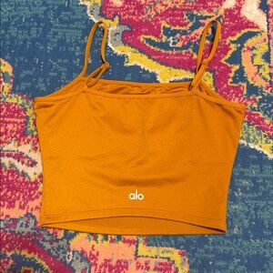 alo Yoga XS cropped tank sports bra orange